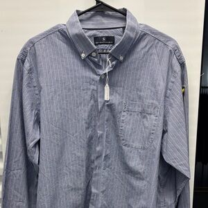 Hart Schaffner Marx Blue Striped Casual Shirt